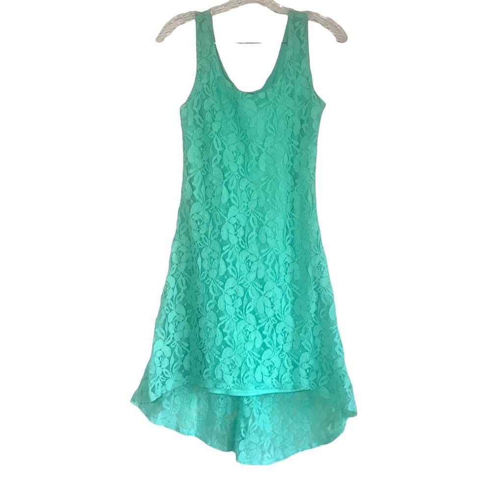 Halo Mint Green Lace Sleeveless Fit & Flare Hi Low Dress Womens Size Small